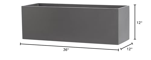 Belmont Rectangle Fiberglass Planter Box, Grey, L:36