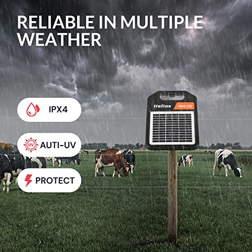 10 Miles Solar Electric Fence Charger with Day or Night Mode, 0.11 Joule Portable Solar Fence Charger for Livestock, Preventing Predators from Intruding