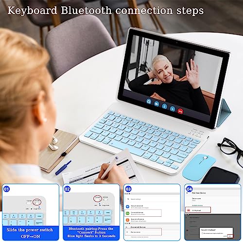 Tablet 10 Inch Android Tablet, 2 in 1 Tablets, Include Keyboard Mouse Case Stylus, 64GB ROM+8GB RAM 1TB expandable 2MP+8MP Dual cameras, 5G WIFI-6 Bluetooth 6000mAh Battery 10.1
