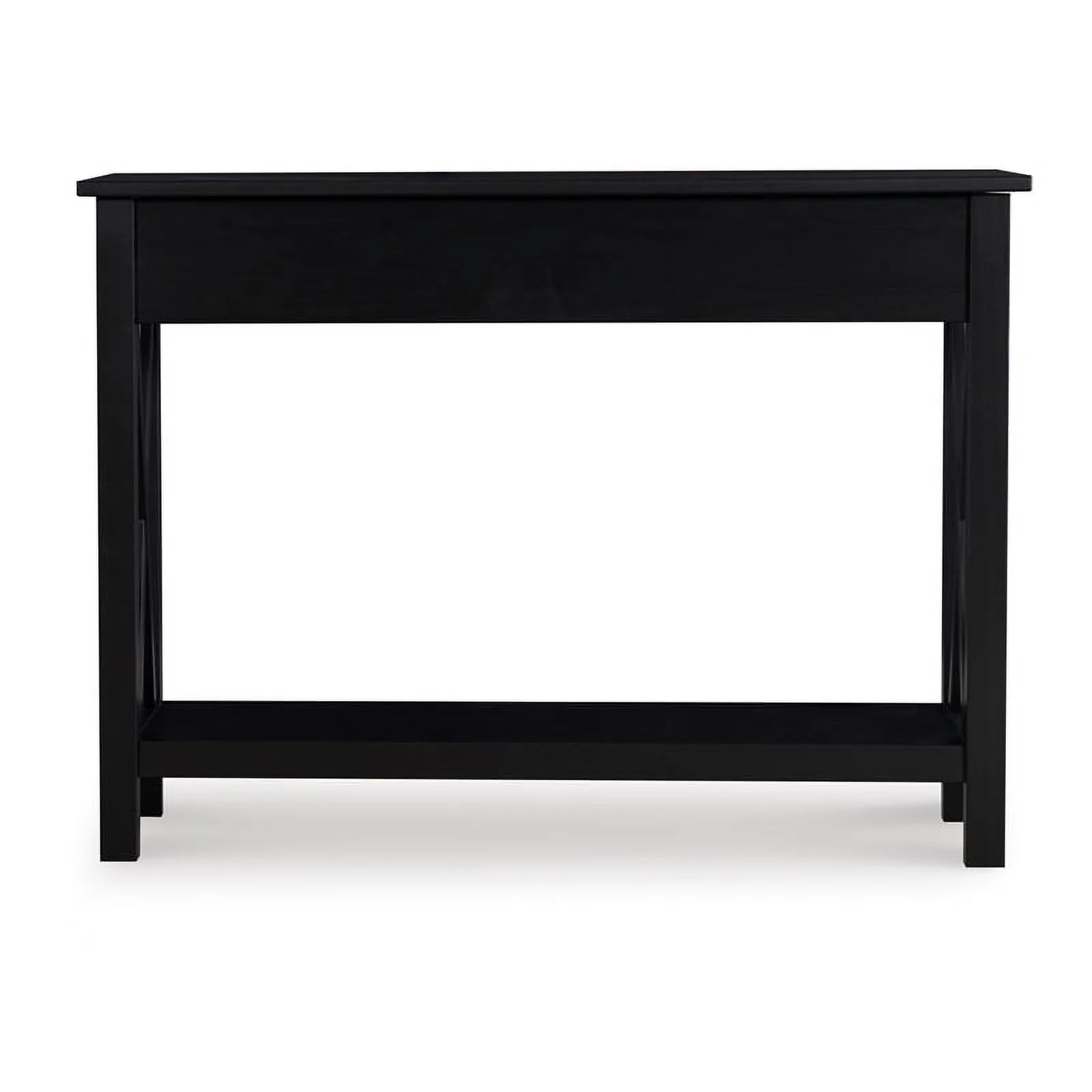 Riverbay Furniture Baldwin X-Design Solid Wood 2-Drawer Console Table in Black