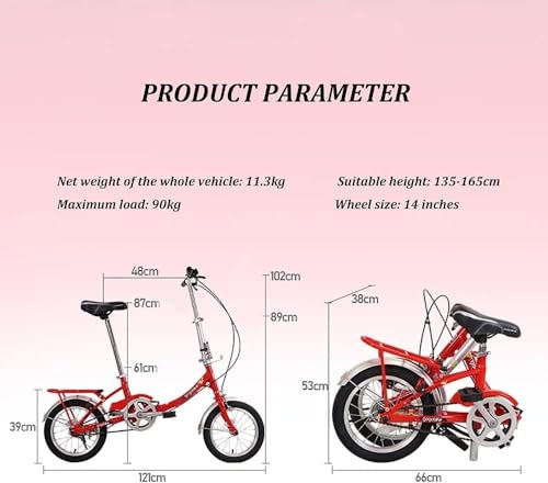 Foldable Bicycle Lightweight Alloy Folding Bicycle City Comter Variable Speed Bike, with Colorful Wheel, City Compact Urban Comters