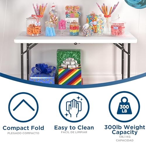 COSCO Molded Folding Banquet Table w/Handle, 6ft, Black