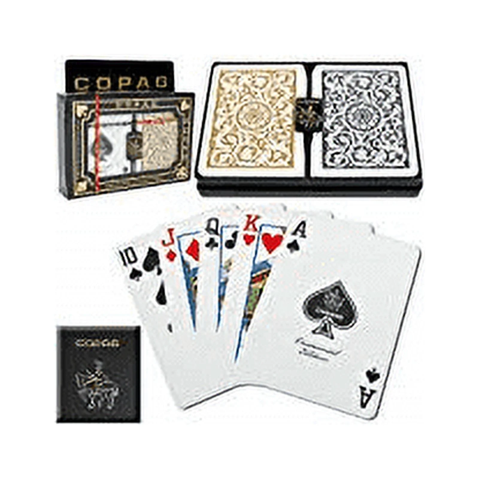 copag poker size regular index 1546 playing cards 2 decks (black gold setup)