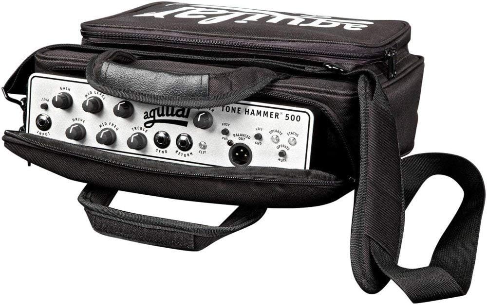 Aguilar Tone Hammer 500 Super Light 500 Watt Solid State Bass Amplifier Head with Drive Control, FX Loop and Balanced DI Output with Water Resistant Bag and Instrument Cable