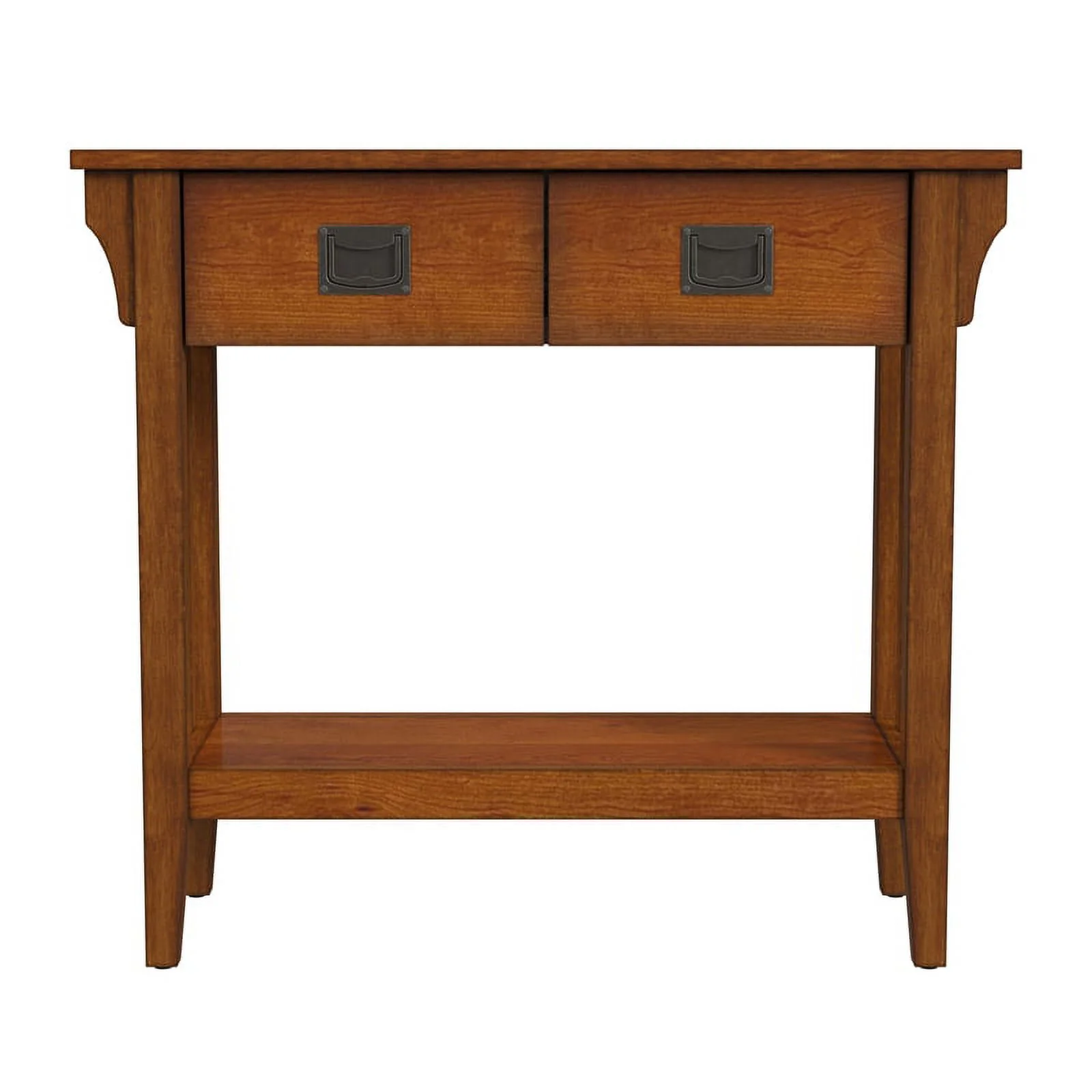 Bowery Hill Traditional Olive Ash Burl 2- Drawer Console Table
