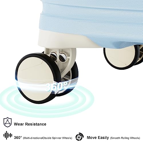 Joyway Carry On Luggage 20 Inch Expandable Suitcase with Spinner Wheel, 4 Piece Hard Shell Luggage Set with TSA Lock(White brown)