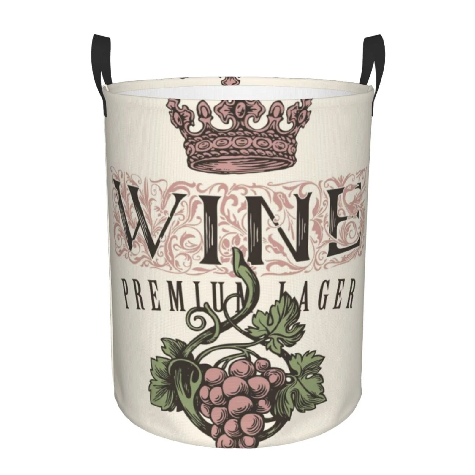 Fotbe Laundry Hamper With Durable Leather Laundry Basket Wine Thickened Waterproof Round Collapsible Laundry Hamper, Dirty Clothes Laundry Basket