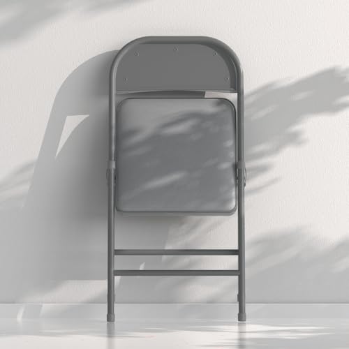 Nazhura 4 Pack Folding Chairs with Padded Cushion and Back, Khaki Metal Chairs with Comfortable Cushion and Durable Steel Frame for Home and Office, for Indoor and Outdoor Events (Black, 4 Pack)