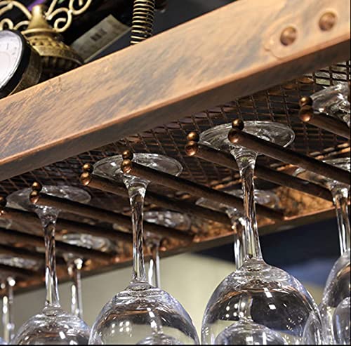 Hanging Wine Glass Rack, Industrial Vintage Metal Bar Wine Glass Hanging Rack,Coppery Wall-Mounted Wine Glass Rack Perfect for Bar Cafe Kitchen,Bronze,80x35cm The New Fashionable