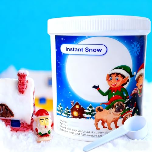 Instant Snow Powder Artificial Instant Snow for Slime Makes 12 Gallons Fake Snow Decoration for Winter Displays, Christmas Village - Artificial Snow for Holiday Décor, Flocked Xmas Trees Snowflakes