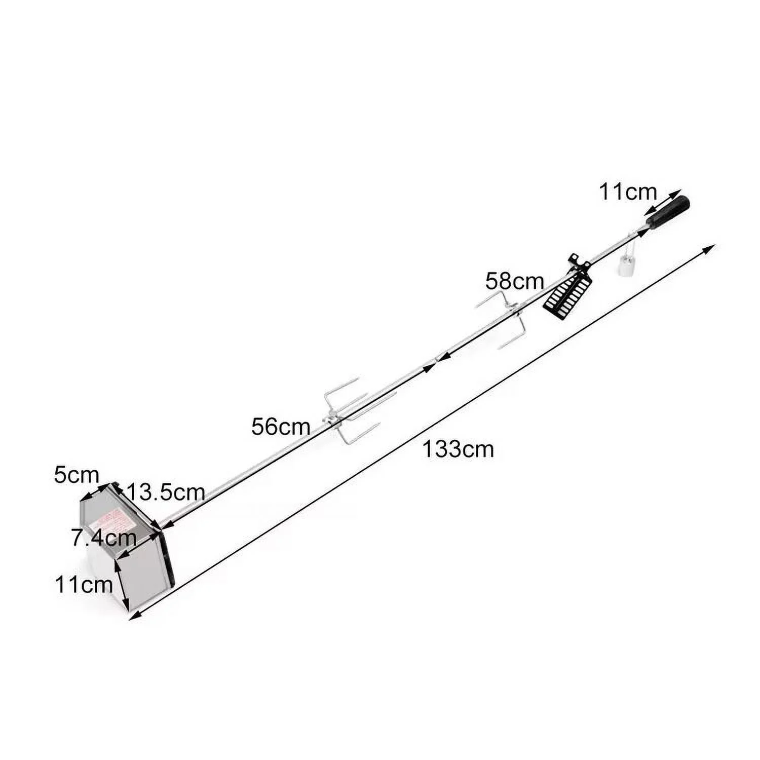 MIDUO 110V Heavy Duty Stainless Steel Universal Complete Grill Rotisserie Kit, Electric Motor/Meat Forks 45'' & 53'' X 1/2'' Hexagon Spit Rod for Pig Lamb Cooker Grill for Family, Resort