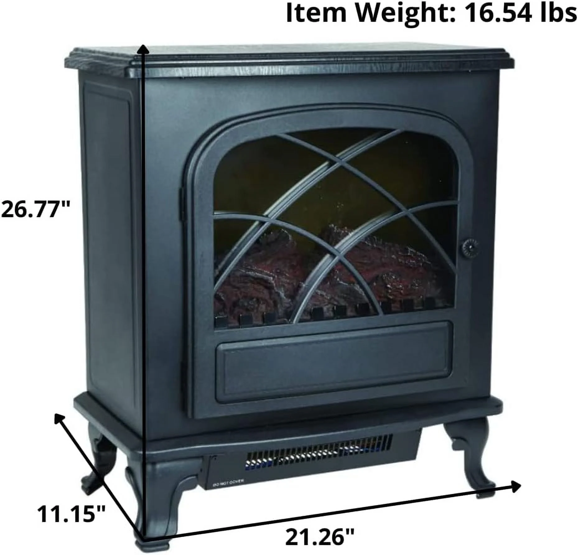 Infrared Electric Fireplace Stove Heater With - L21.26 X W11.15 X H26.77 Hes, Black