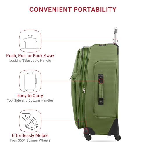 SwissGear Sion Softside Expandable Roller Luggage, Teal, 3 Piece Set (21/25/29)