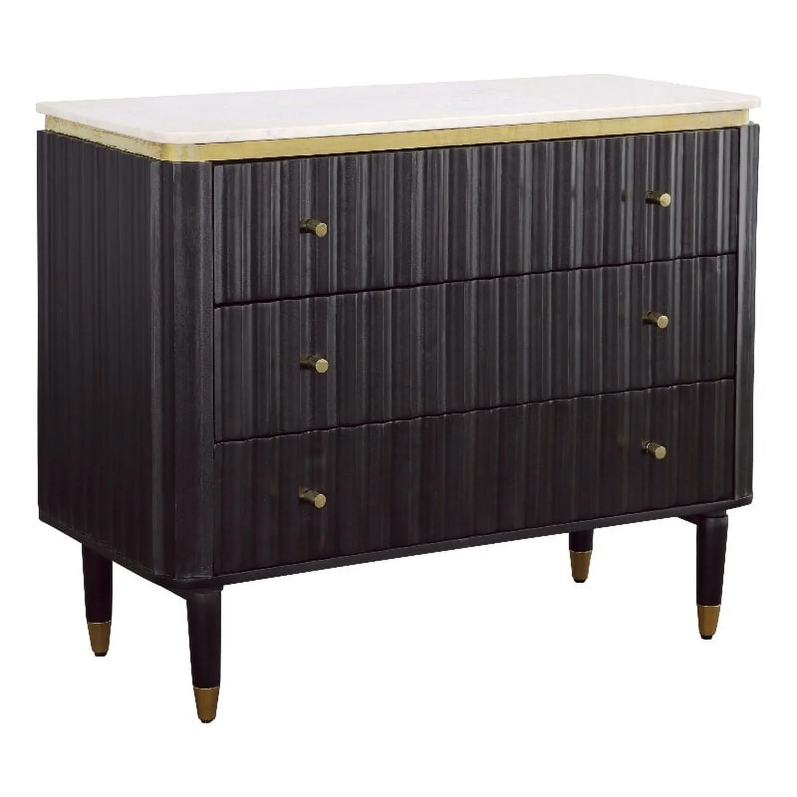 Pemberly Row Contemporary 3-Drawer Wood Chest in Black and Gold