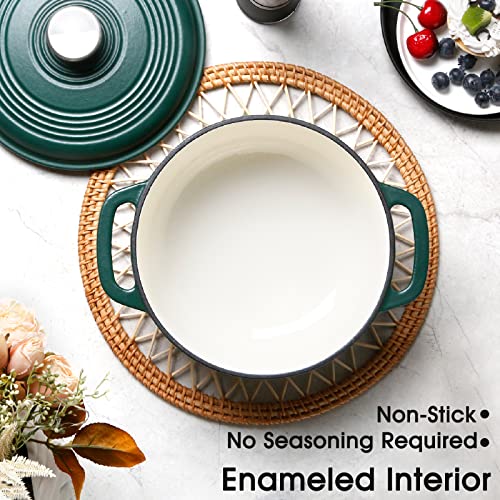 NUTRIUPS Enameled Cast Iron Dutch Oven Pot with Lid Heavy Duty Casserole Dish 3-Quart (Red)