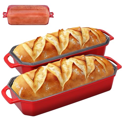 Bread Pan Cast Iron Loaf Pan with Lid Bread Loaf Pan 9x5 Inch Loaf Pan Enameled Cast Iron Sourdough Loaf Pan, DarkCyan