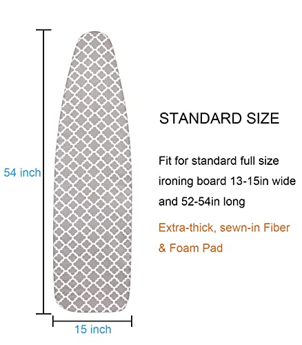 Extra-Wide Ironing Board Cover and Pad Replacement with Scorch and Stain Resistant Thick Padding and Elasticized Edge 18