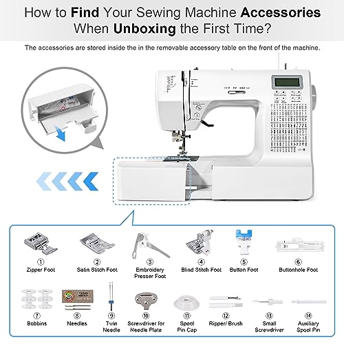 Sewing Machine Computerized Embroidery Sewing Machine with 60 Unique Built-in Stitch