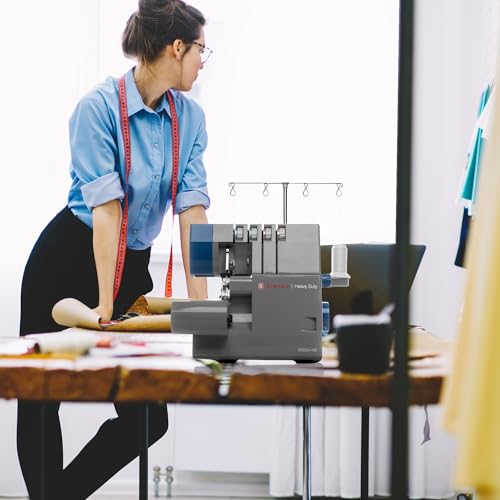 SINGER X5004-HD Metal Frame Serger & Overlock Machine | 2-3-4 Stitch Capability, 8 Built-In Stitches, 1300 Stitches per minute, Adjustable Differential Feed & 2 LED Lights (Grey/Blue)