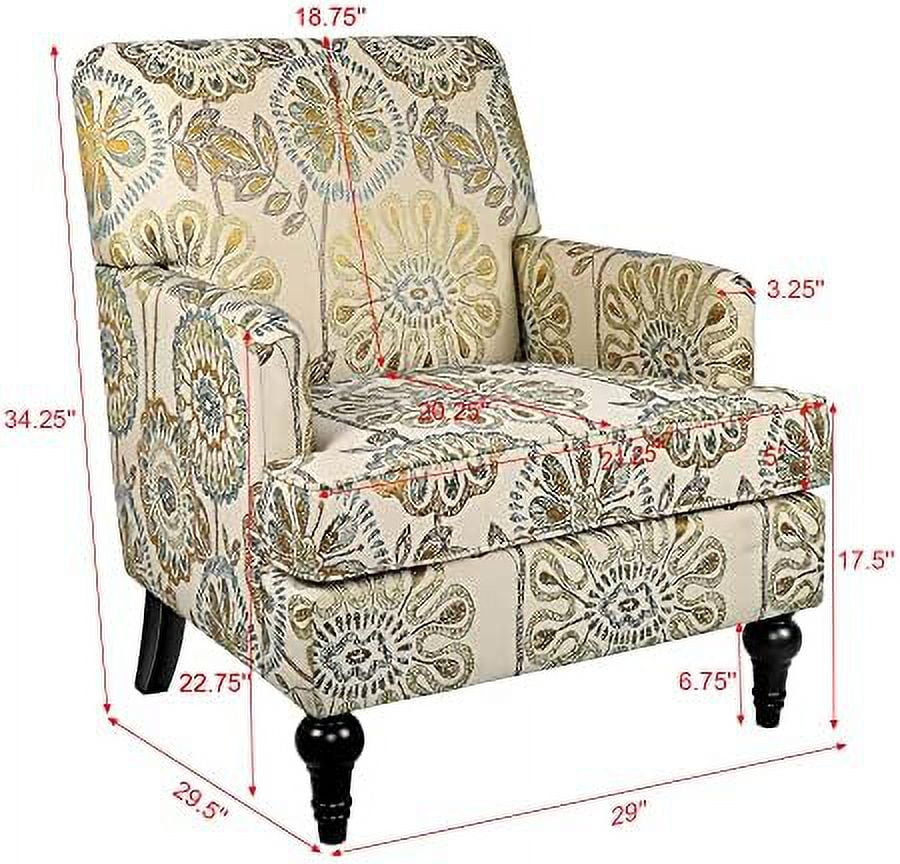 xrboomlife Modern Accent Chair with Wood Legs and Thick Cushion  Mid Century Upholstered Accent Armchair High Back  and Armrest  Leisure Single Sofa Chair for Bedroom/Home Office/Study (B