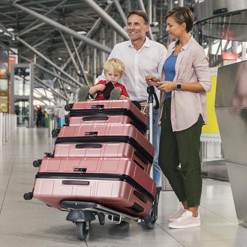 Karl home Luggage Expandable 3 Piece Set Suitcase PC+ABS Hard-Sell with TSA Lock Spinner Wheels 20in 24in 28in Travel Rolling Carry on Woman/Men Rose Gold
