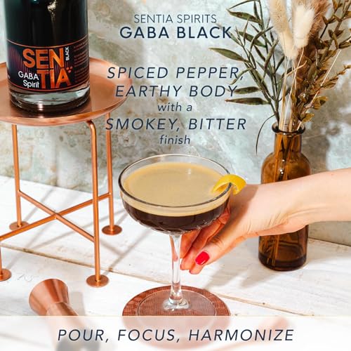 Sentia Gaba Black, Botanical Non Alcoholic Spirits, Vegan, Gluten Free and GM Free, Zero Proof Alcohol Alternative, 16.9 fl oz (500ml) - Perfect for Mocktails