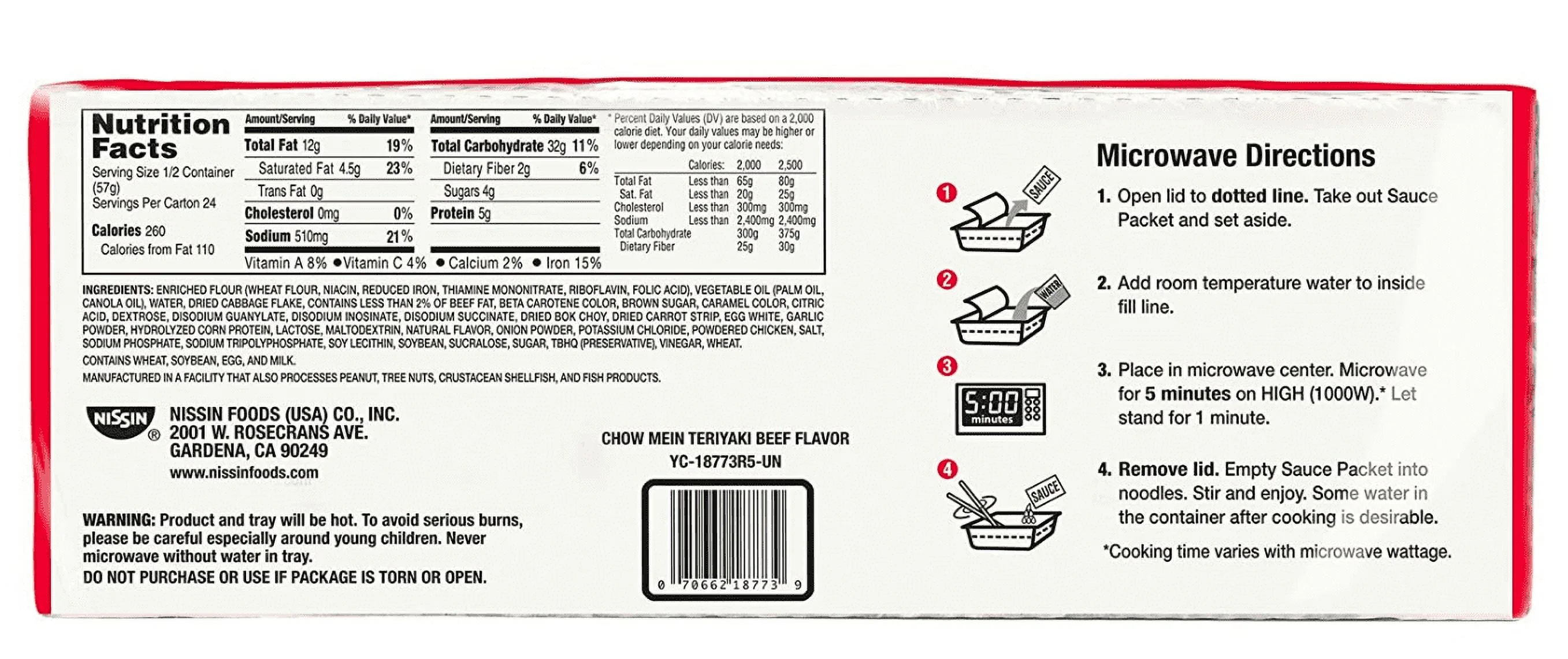 Nissin Chow Mein Premium Teriyaki Beef, 4.0 Ounce (Pack of 12)