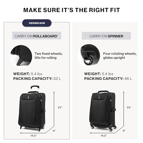 Travelpro Maxlite 5 Softside Expandable Upright 2 Wheel Carry on Luggage, Lightweight Suitcase, Men and Women, Burgundy, Carry On 22-Inch