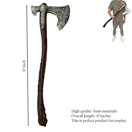 LALAPORT 36.5 Inch Fantasy God Viking Foam War Axe Sword for Video Game, Cosplay Costume Prop, Collection, Gift. Prop 1:1 Replica