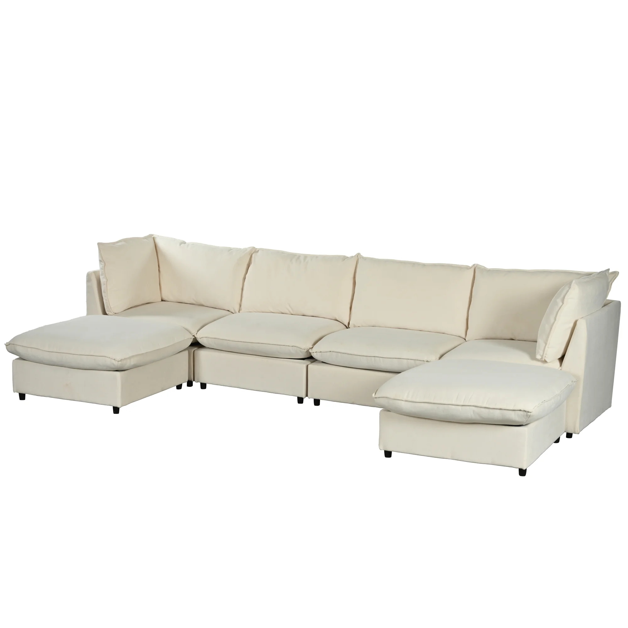 U_STYLE Modern Large U-Shape Sectional Sofa, 2 Large Chaise with Removable Ottomans for Living Room