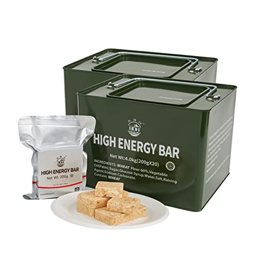Emergency Food Rations Meal Ready To Eat, Long Self Life 18400 Calorie Survival Tabs Perfect for Camping, Hiking, Army Outdoor Disaster, 20 Pack with Tin Box