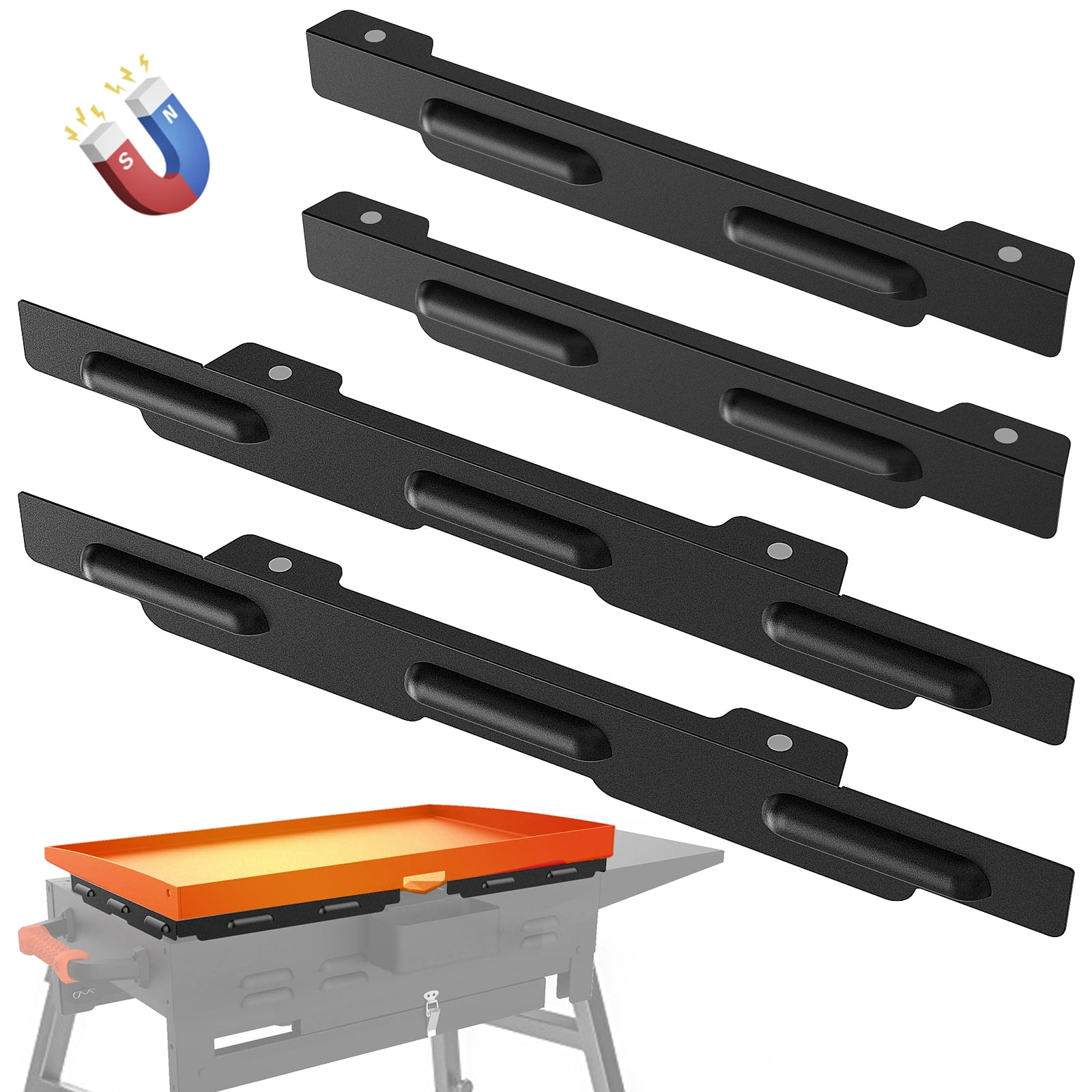 Wing guards for Blackstone 28 inch griddle,Lid and rear grease cup,suitable BBQ outdoors ,stainless steel magnetic for Blackstone griddle accessories fit,protect the flames,slow down heat loss