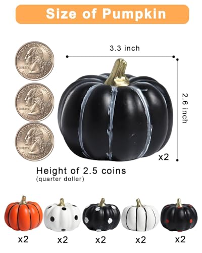 vensovo 12 Pcs Assorted White Plastic Pumpkin Decorations, 12 PCS Foam Pumpkins Perfect for Halloween Thanksgiving Fall Decor