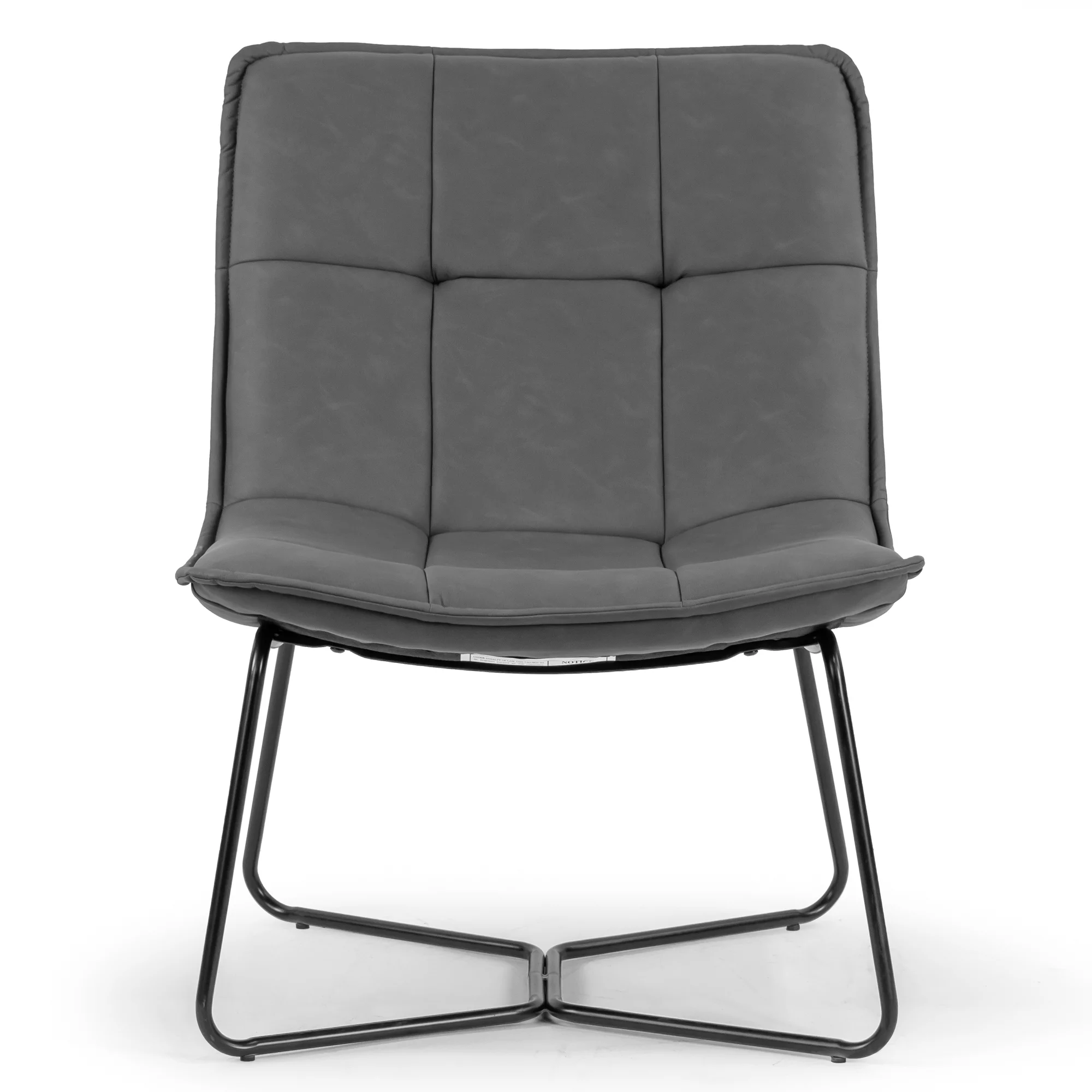 Glamour Home Aurele Faux Leather Armless Accent Chair in Gray/Black