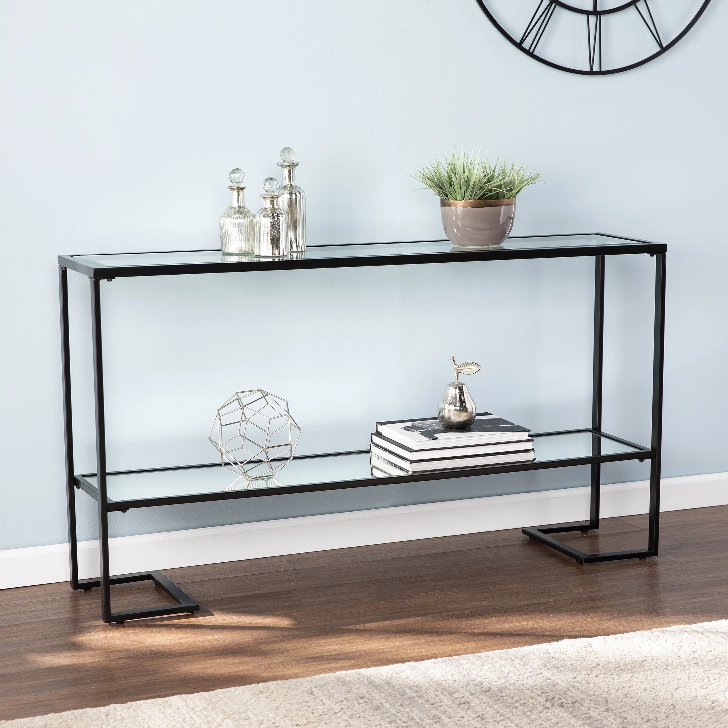 SEI Furniture Horten Glam Narrow Console Table - Black 52 x 29