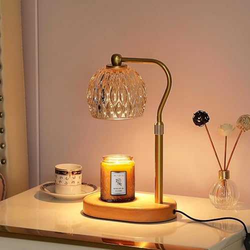 White Candle Warmer Lamp,Home Decor Wax Melt for Small and Large Jar Candles,Candle Heater Lamp with 2 Bulbs,Dimmer and Timer Function