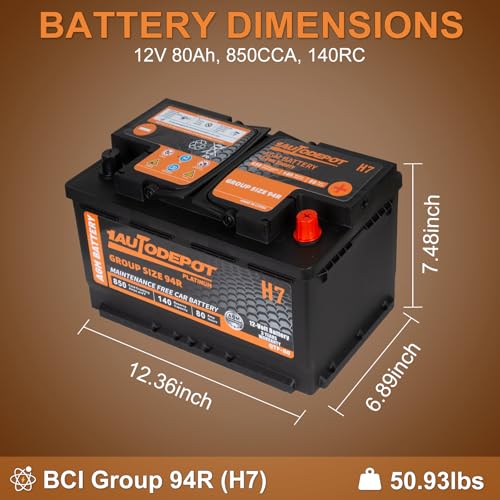 BCI Group 24F Car Battery, 12V 70Ah Automotive Battery Premium Maintenance Free AGM Batteries, 710CCA, 120RC, 36 Months Warranty