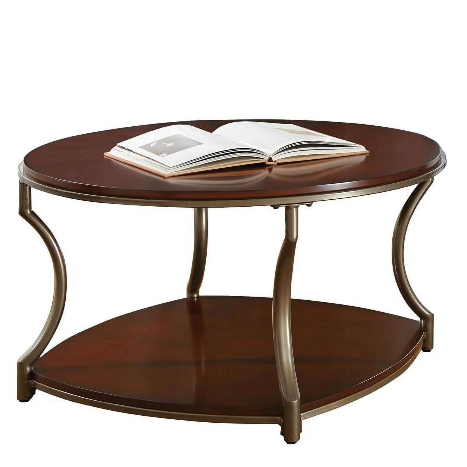 Steve Silver Co. Miles Merlot Round Wood/Metal Cocktail Table in Cherry