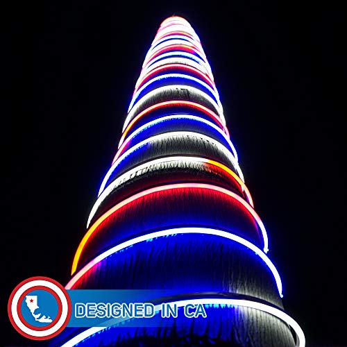 Russell Decor 30ft Red White Blue LED Neon Rope for 4th July Patriotic Memorial Day Patio Deck Waterproof SMD Tube Lights with Controller