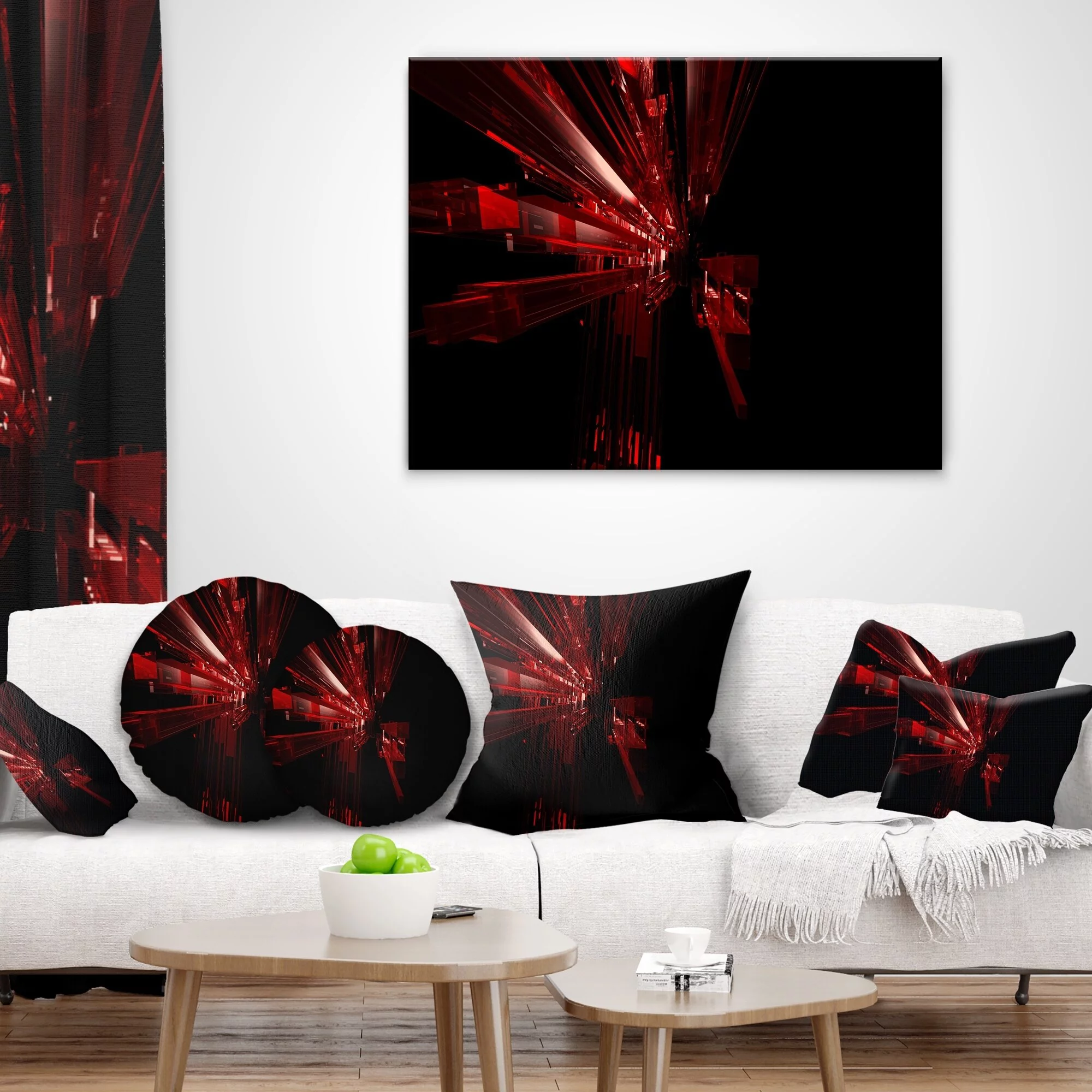 DESIGN ART Designart '3D Red Crystal Background' Abstract Throw Pillow 12 in. x 20 in. Medium