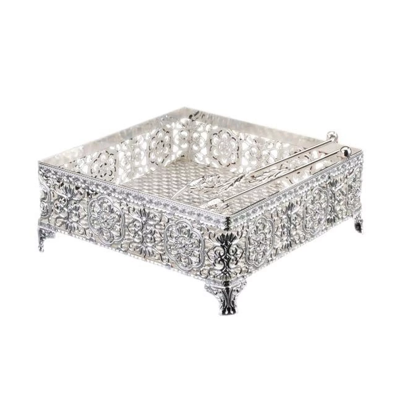 Elygant 58421 Silver Plated Flat Napkin Holder with Weighted Arm