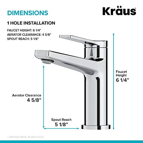 KRAUS Indy Single Handle One Hole Bathroom Sink Faucet in Chrome, KBF-1411CH