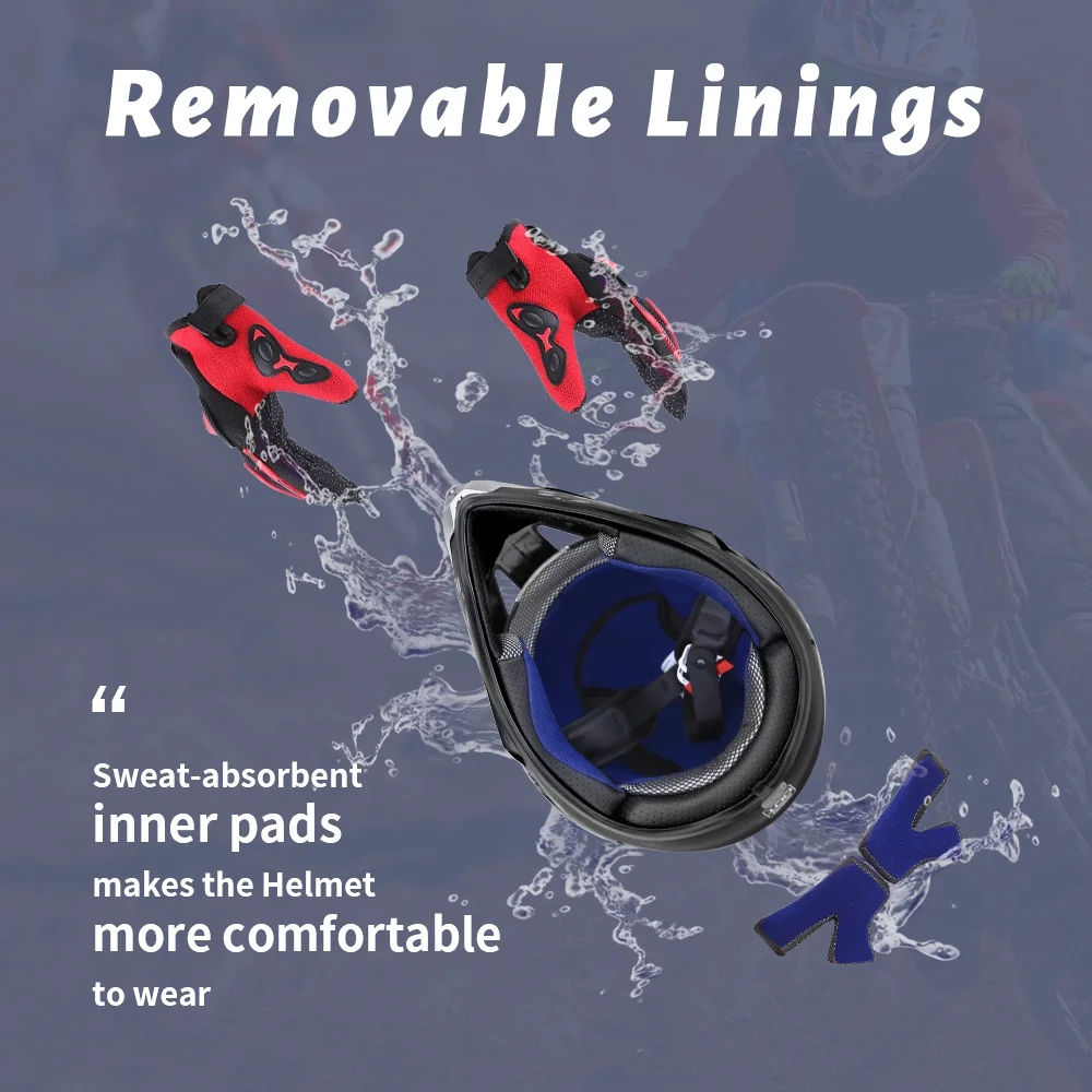 Oumurs DOT Motocross Motorcycle Helmet Open Face Off-road Dirt Bike ATV Helmet Unisex Adult Black M L XL XXL