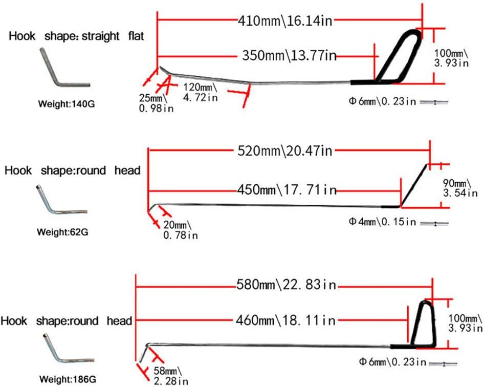 ihreesy Paintless Dent Repair Rod Tool Kit,6PCS Car Paintless Dent Removal Repair Rods Tool Hail Removal Dent Puller Tool Paintless Dent Repair