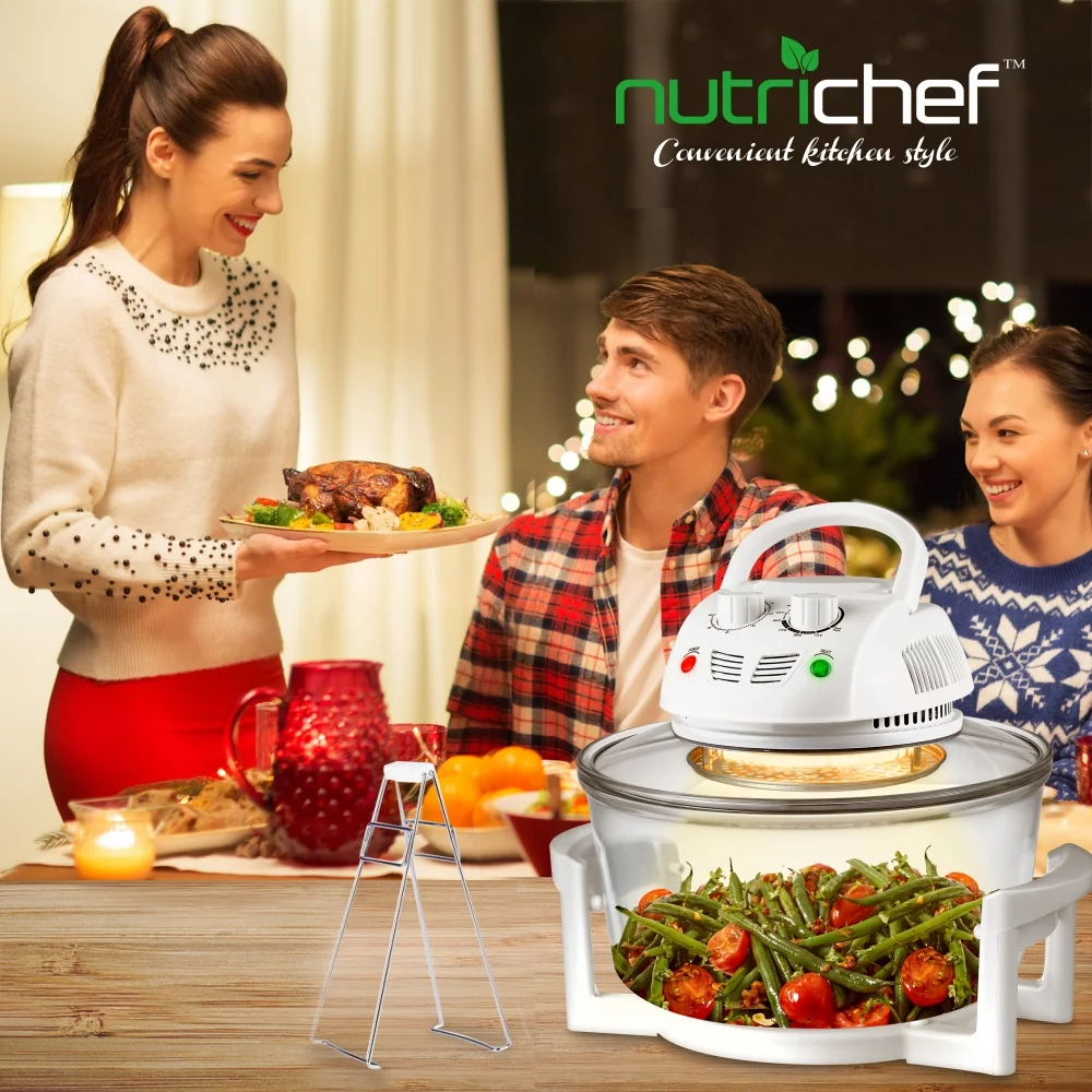 NutriChef PKAIRFR48 Halogen Oven Air-Fryer, Infrared Convection Cooker, Healthy Kitchen Countertop Cooking