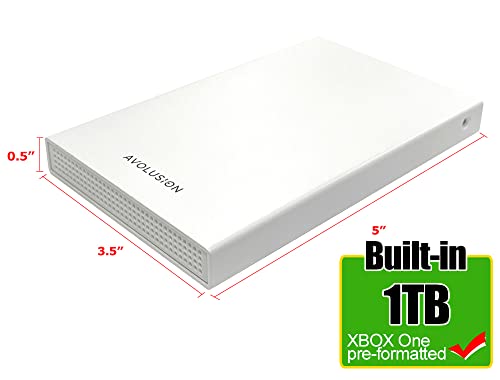 Avolusion HD250U3-WH 1TB USB 3.0 Portable External Gaming Hard Drive (for Xbox One X, S, Gen1, Pre-Formatted)