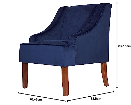 HomePop Velvet Swoop Arm Accent Chair, Suri Blue