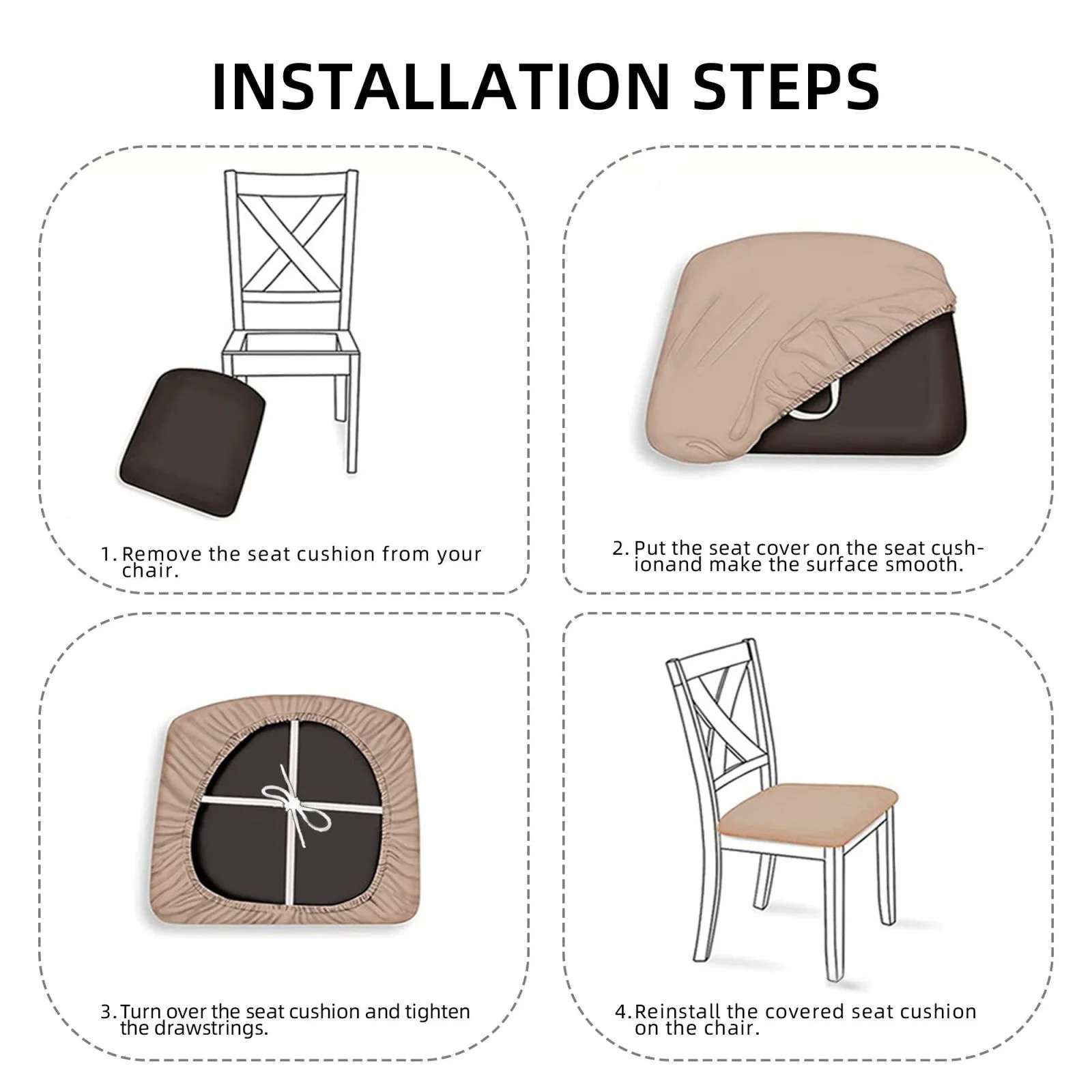 Junzan Hand Painted Abstract Leopard Print Print Dining Chair Seat Covers, Stretch Fitted Dining Room Upholstered Chair Seat Cushion Cover