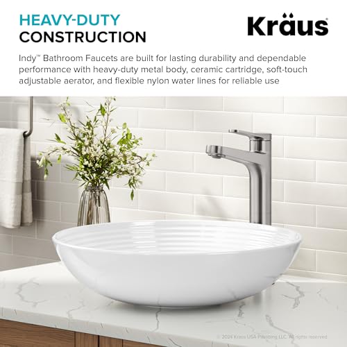 KRAUS Indy Single Handle One Hole Bathroom Sink Faucet in Chrome, KBF-1411CH