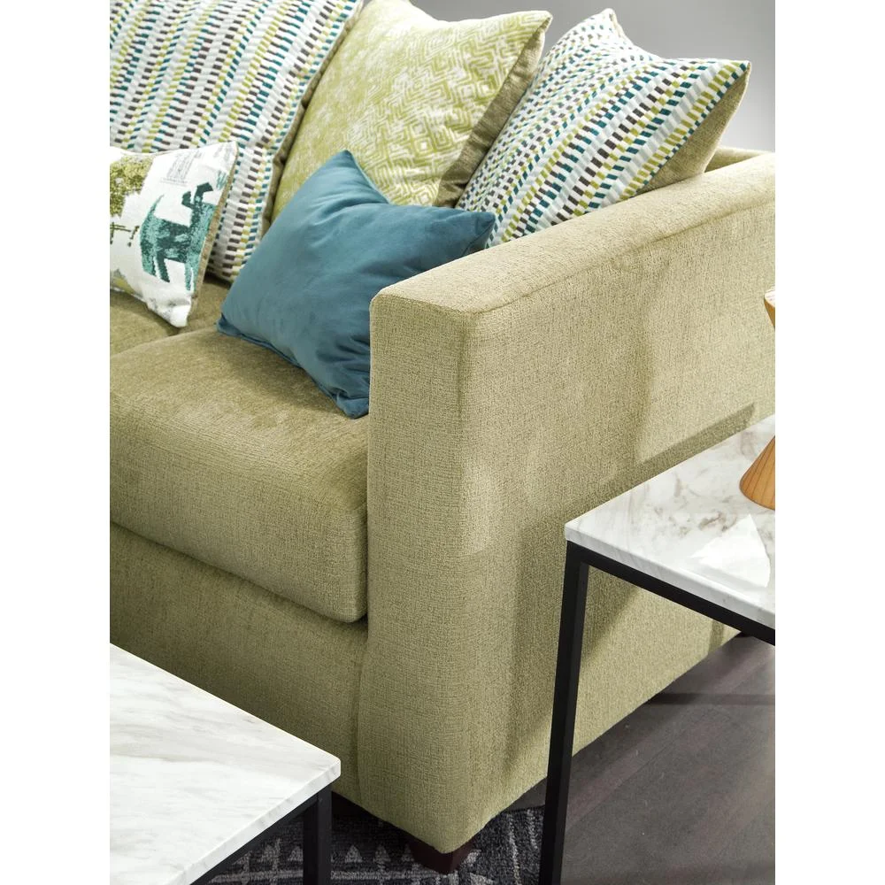 American Furniture Classics Model 8-010-A238V5 Urban Square Arm Green Sofa with Eight Throw Pillows